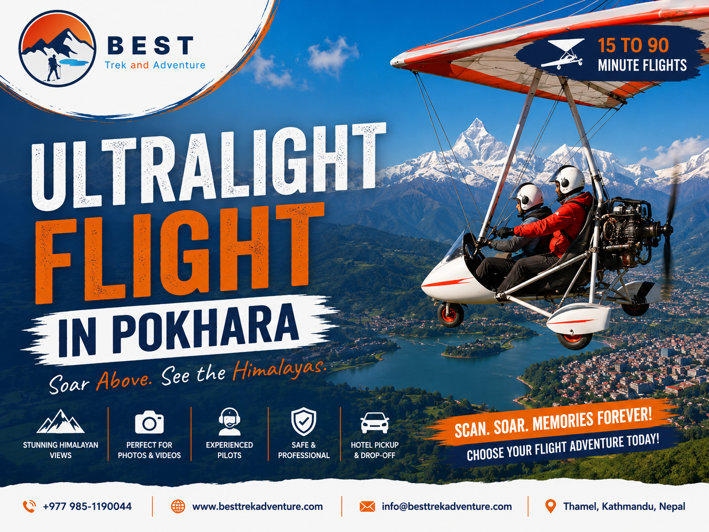 Ultralight Flight in Pokhara-Ultralight Flight in Pokhara-Ultralight flight over Pokhara Valley with Phewa Lake and Himalayan mountain views